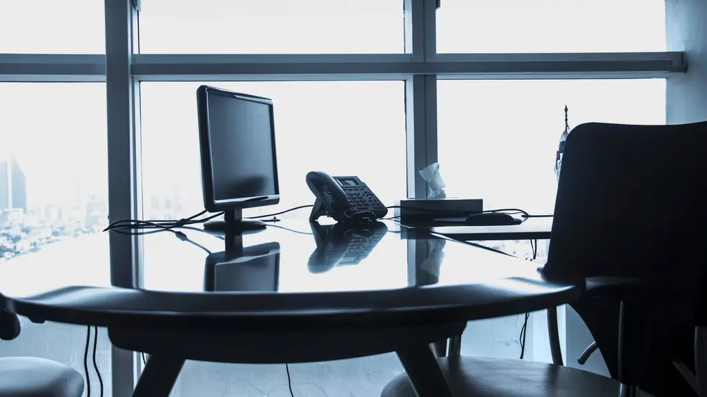Office desk by a window