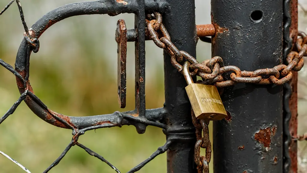 Padlock and chain on a gate