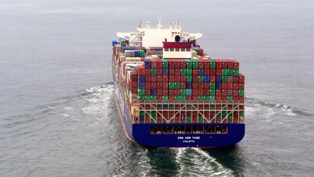 Container ship under way at sea