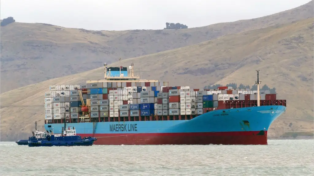 Container ship on calm water